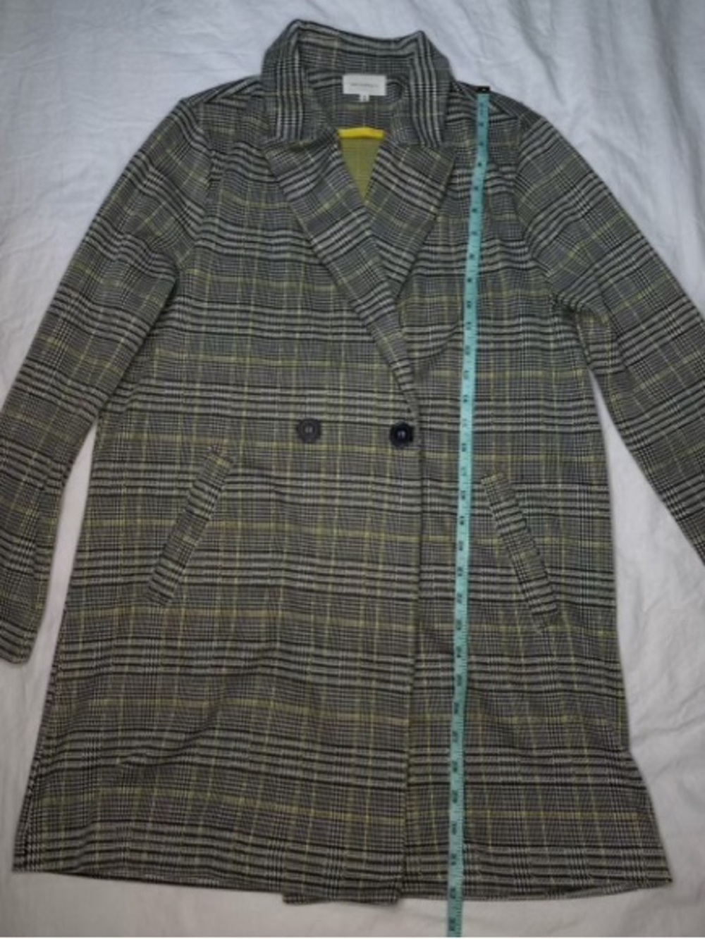MELLODAY Plaid Trench Coat Yellow & Black Clueless • Back to School Medium - Picture 8 of 9